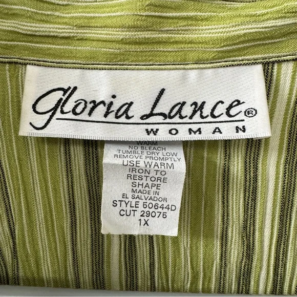 Gloria Lance Green Striped Button-Up Blouse - Picture 6 of 10